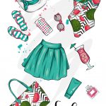 وکتور ست لباس زنانه تابستانی شیک با اکسسوری مد روز