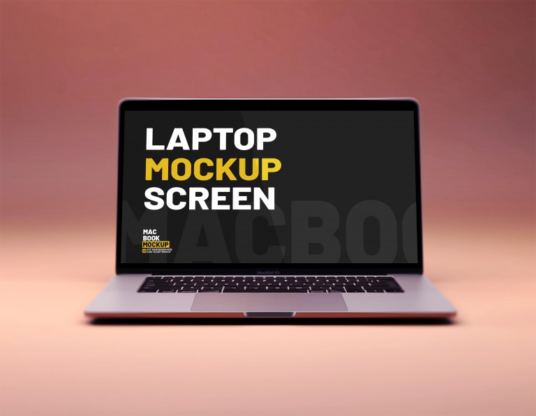 فایل لایه باز موکاپ اسکرین لپ تاپ با پس زمینه بنفش