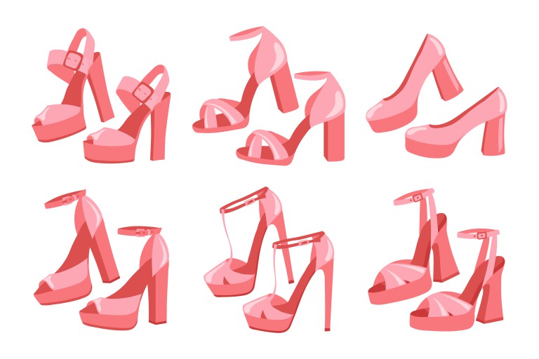 وکتور کفش پاشنه بلند زنانه صورتی