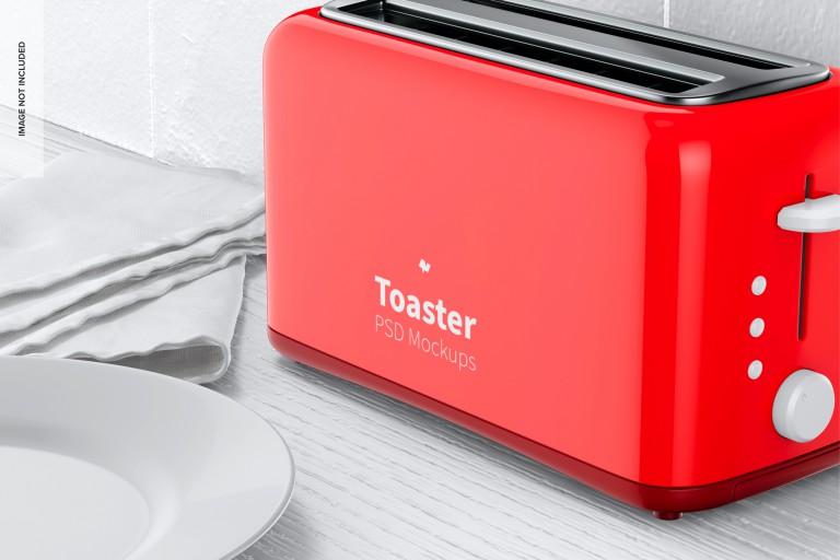 فایل لایه باز موکاپ توستر از نمای نزدیک
