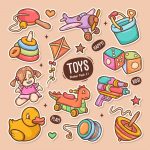 وکتور مجموعه اسباب بازی های کودک