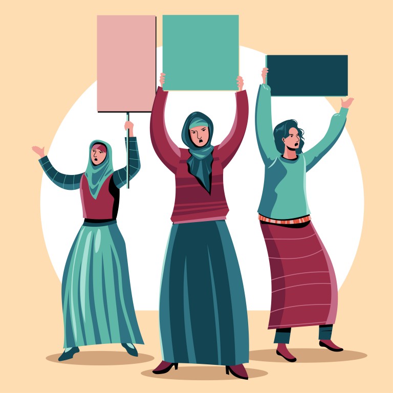 وکتور تصویر زنان با پلاکارد