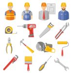 وکتور آیکون ابزارآلات و کارگران ساختمانی وکتور آیکون ابزارآلات و کارگران ساختمانی