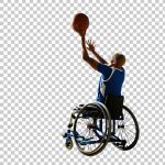 فایل لایه باز تصویر ورزشکار معلول در حال ورزش بسکتبال