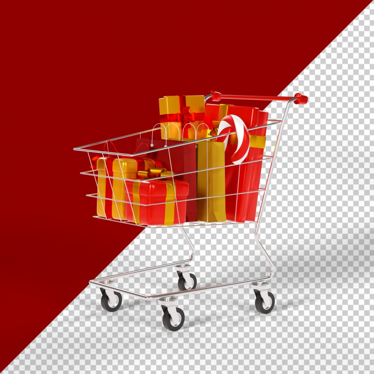 فایل لایه باز سبد خرید فروشگاهی با جعبه کادو
