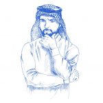 وکتور تصویر مرد عرب با دست طراحی شده