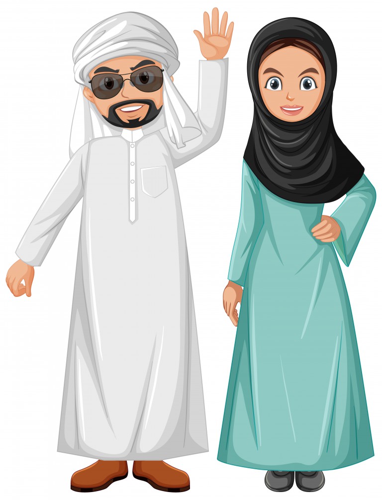 وکتور زوج عرب با لباس عربی