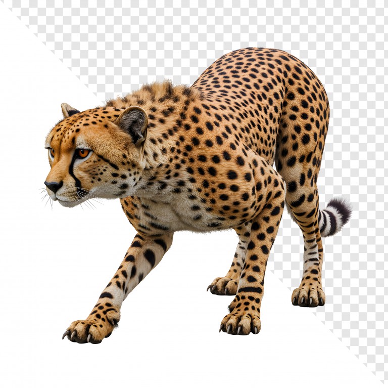 فایل لایه باز حیوان یوز پلنگ درحال آماده شدن برای شکار