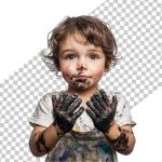 فایل لایه باز تصویر پرتره پسربچه با دستان کثیف