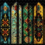 فایل لایه باز مجموعه الگوی گل های رنگی روی پنجره فایل لایه باز مجموعه الگوی گل های رنگی روی پنجره