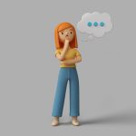 فایل لایه باز تصویر کاراکتر خانم درحال فکر کردن