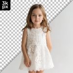 فایل لایه باز دختر بچه در لباس سفید
