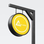 فایل لایه باز تصویر موکاپ تابلو گرد