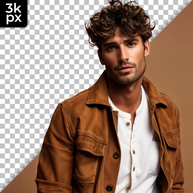 فایل لایه باز تصویر مرد جوان با کت قهوه ای