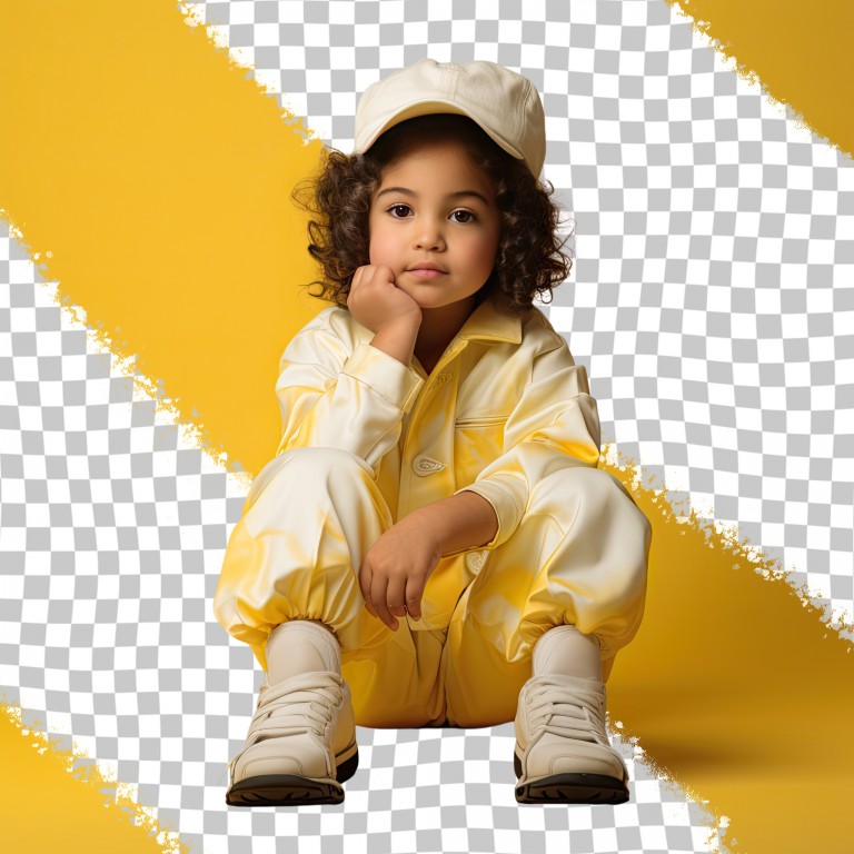 فایل لایه باز پسربچه با موهای ژولیده با ژست نشسته