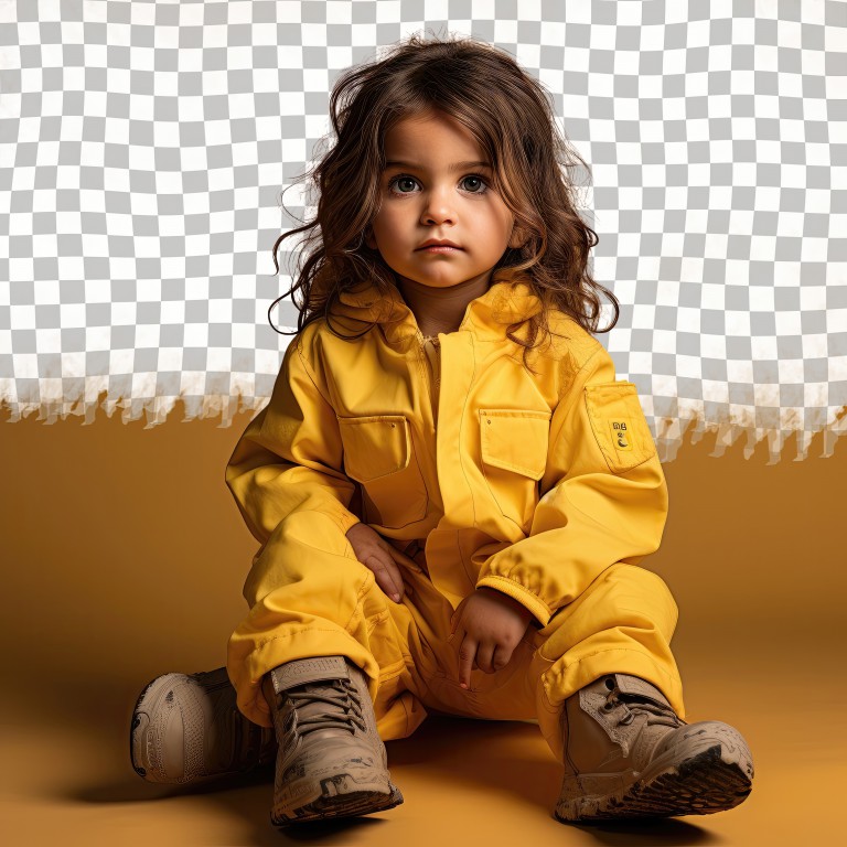 فایل لایه باز کودک نشسته با لباس زرد