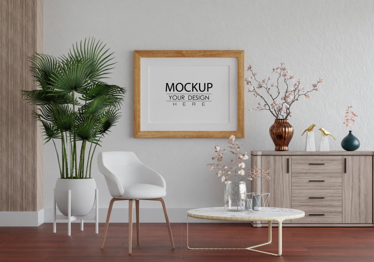 فایل لایه باز موکاپ تابلو روی دیوار