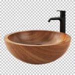 فایل لایه باز روشویی چوبی با شیرآلات مشکی