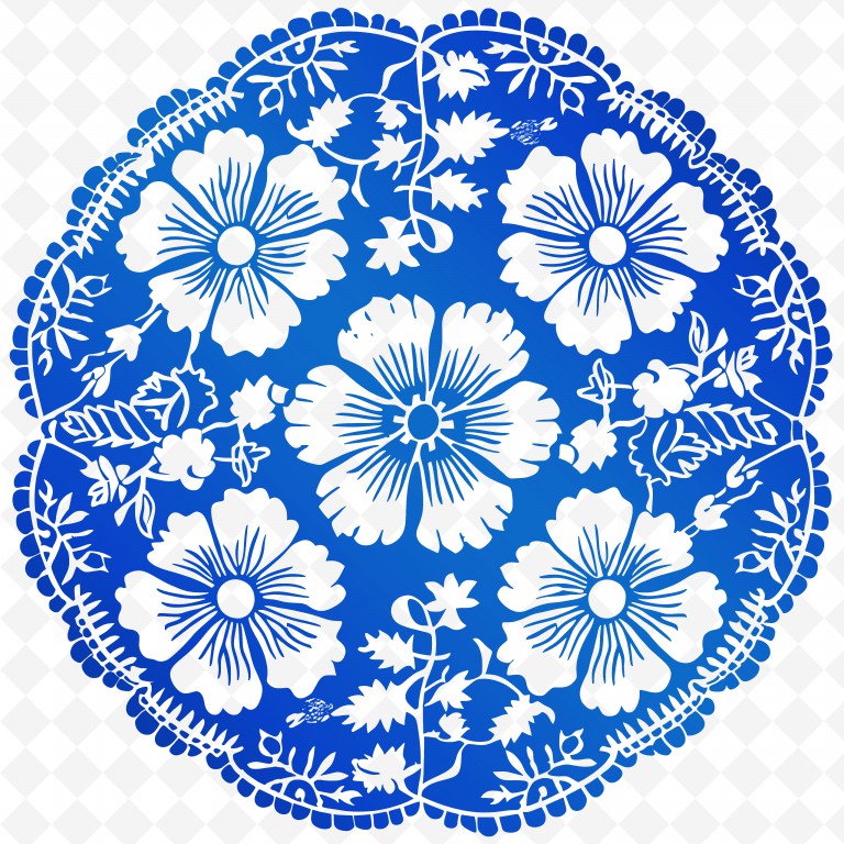 فایل لایه باز طرح گل دایره آبی