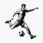 فایل لایه باز سیلوئت بازیکن فوتبال با پوز ضربه زدن به توپ