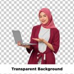 فایل لایه باز خانم درحال اشاره به لپ تاپ فایل لایه باز خانم درحال اشاره به لپ تاپ