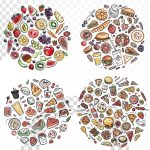 فایل لایه باز تصویر مجموعه غذاها و میوه های مختلف