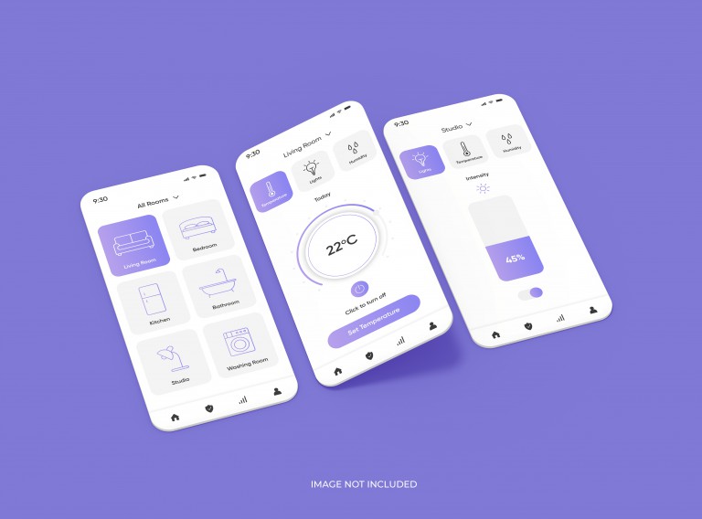 فایل لایه باز موکاپ صفحه نمایش های گوشی موبایل از نمای کنار