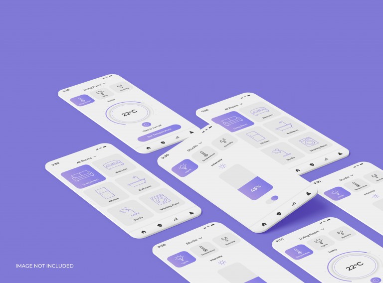 فایل لایه باز موکاپ صفحات تلفن همراه با صفحات جدا شده مختلف