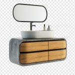 فایل لایه باز روشویی مدرن حمام با کشوهای چوبی آینه بیضی فایل لایه باز روشویی مدرن حمام با کشوهای چوبی آینه بیضی