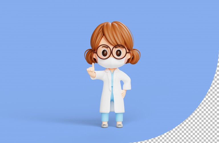 فایل لایه باز کاراکتر کارتونی خانم دکتر