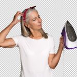 فایل لایه باز خانم درحال نگاه به اتو با لبخند تردید آمیز فایل لایه باز خانم درحال نگاه به اتو با لبخند تردید آمیز