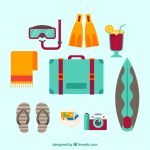 وکتور مجموعه وسایل تفریحی دریا