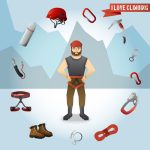وکتور شخصیت کوهنورد با تجهیزات ورزشی وکتور شخصیت کوهنورد با تجهیزات ورزشی