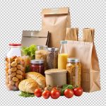 فایل لایه باز تصویر مواد غذایی در بسته بندی های مختلف