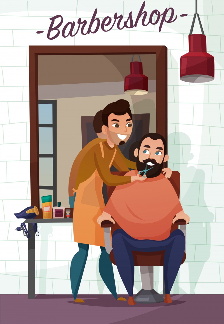 وکتور تصویر کارتونی خدمات آرایشگری