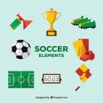 وکتور تصویر مجموعه عناصر فوتبال با تجهیزات وکتور تصویر مجموعه عناصر فوتبال با تجهیزات