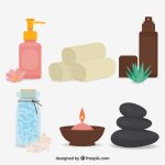 وکتور مجموعه عناصر اسپا طراحی تخت وکتور مجموعه عناصر اسپا طراحی تخت