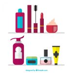 وکتور طراحی تخت لوازم آرایشی با رنگ زرشکی
