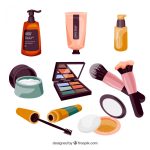 وکتور لوازم آرایشی و بهداشتی در پس زمینه سفید