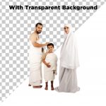 فایل لایه باز زن و مرد با بچه و لباس حج با پس زمینه شفاف جدا شده فایل لایه باز زن و مرد با بچه و لباس حج با پس زمینه شفاف جدا شده
