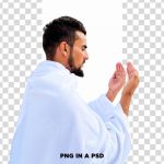 فایل لایه باز زائر مسلمان نمازگزار با لباس احرام فایل لایه باز زائر مسلمان نمازگزار با لباس احرام