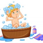 وکتور پسر بچه در حال حمام کردن
