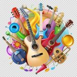 فایل لایه باز تصویر وسایل موسیقی رنگی