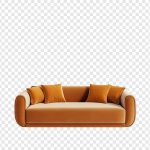 فایل لایه باز مبل مخملی نارنجی شیک با کوسن فایل لایه باز مبل مخملی نارنجی شیک با کوسن
