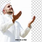 فایل لایه باز مرد مسلمان در حال نماز با دستان برافراشته