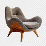 فایل لایه باز طرح صندلی راحتی پایه چوبی پارچه خاکستری فایل لایه باز طرح صندلی راحتی پایه چوبی پارچه خاکستری