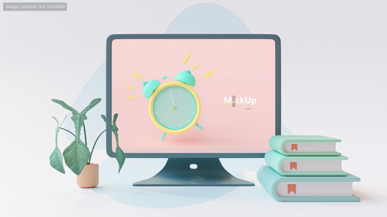 فایل لایه باز موکاپ کارتونی کامپیوتر