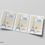 فایل لایه باز موکاپ مجموعه تمبر پستی با پس زمینه ساده فایل لایه باز موکاپ مجموعه تمبر پستی با پس زمینه ساده