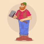 وکتور تصویر کارتونی مرد با تبر وکتور تصویر کارتونی مرد با تبر