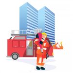وکتور تصویر آتش نشان در حال آماده کردن تجهیزات برای مهار کردن آتش وکتور تصویر آتش نشان در حال آماده کردن تجهیزات برای مهار کردن آتش